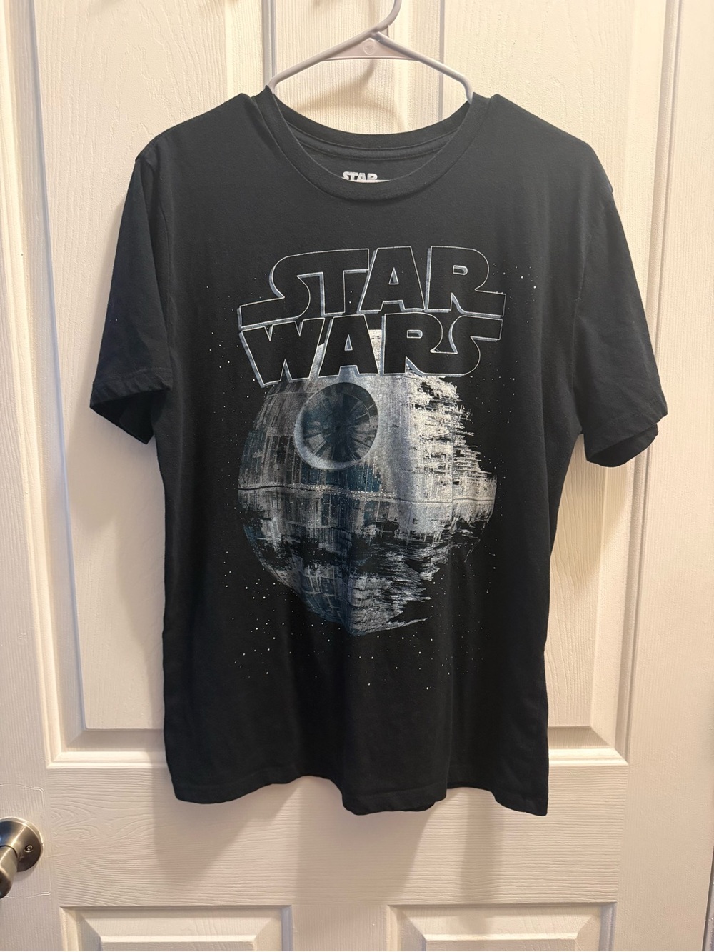 Star Wars Men’s Black Death Star and Logo Graphic T-Shirt